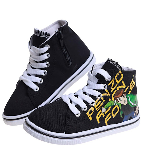 Sznurowane czarne trampki chłopięce /C6-1 7549 S097/