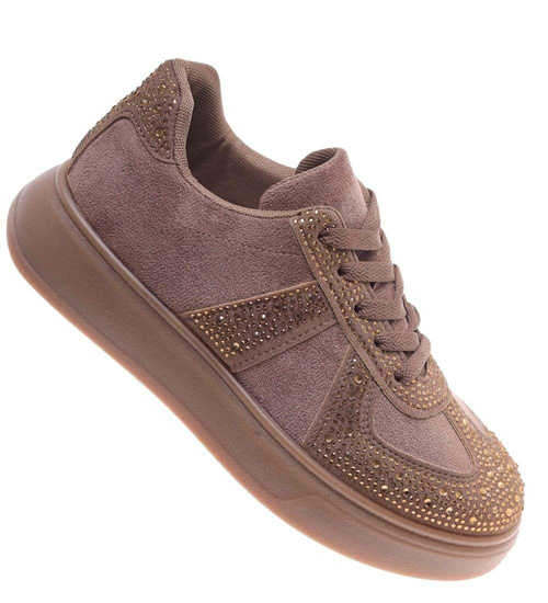 Czekoladowe trampki damskie na platformie /G11-1 18811 W288/