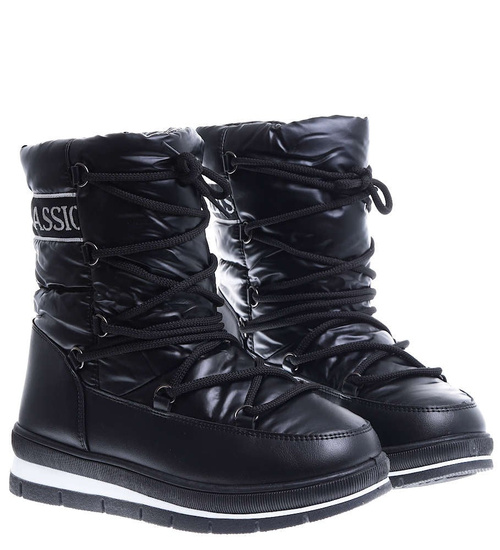 Czarne zimowe kozaki śniegowce /E2-3 15398 T635/