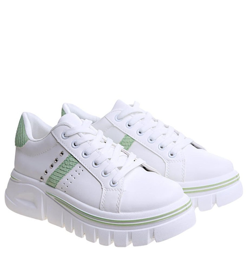 Białe trampki damskie na platformie /C1-3 13685 S247/