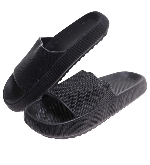 Czarne wodoodporne klapki plażowe /A6-1 17724 G089/