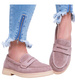 Ażurowe półbuty loafersy na niskim obcasie Khaki /C5-1 16047 T275/