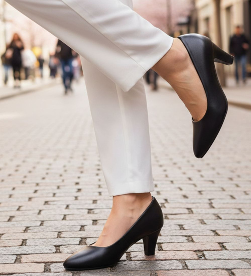 Klasyczne czarne czółenka na obcasie /F10-2 18630 T352/