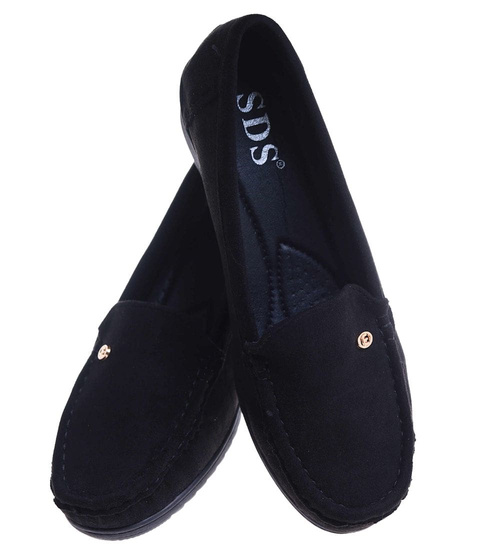 Czarne czółenka na niskim koturnie /F6-3 17666 W333/