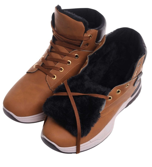 Camelowe męskie buty trekkingowe z wysoką cholewką /F1-1 15020 T522/