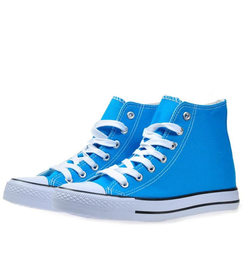 Wysokie niebieskie trampki z tkaniny /E2-2 4236 S174/