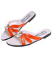Pomarańczowo białe klapki na płaskim obcasie /H2 14345 T005/