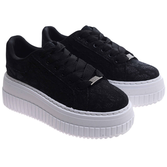 Czarne koronkowe trampki na platformie Seastar /G4-2 17409 S499/