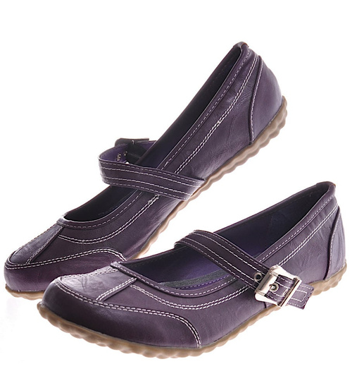 Purpurowe damskie półbuty z paseczkiem /C6-3 12334  T085/