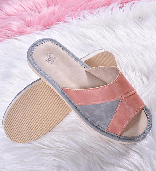 Szaro brązowe klapki domowe /G13-1 10934 S195/