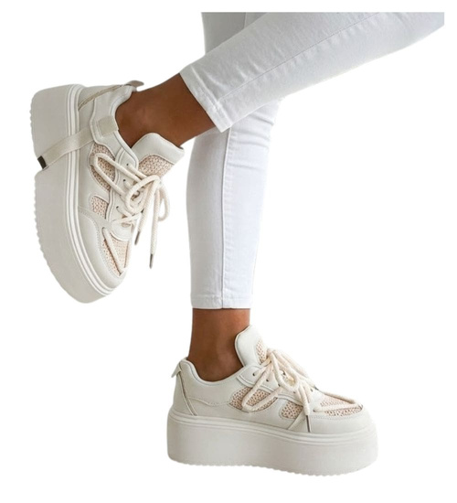 Beżowe trampki na platformie Seastar /G7-1 17345 S587/