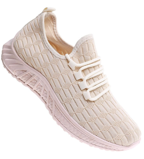 Beżowe wsuwane buty sportowe /A5-2 16142 G181/