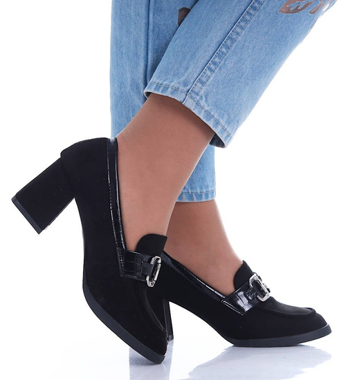 Czarne czółenka na obcasie /B6-3 17000 T289/