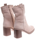Beżowe eleganckie botki na grubym obcasie /F3-3 18283 W486/