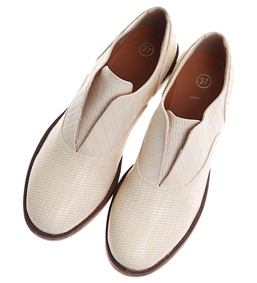 Wsuwane beżowe półbuty damskie /G12-2 16852 G158/