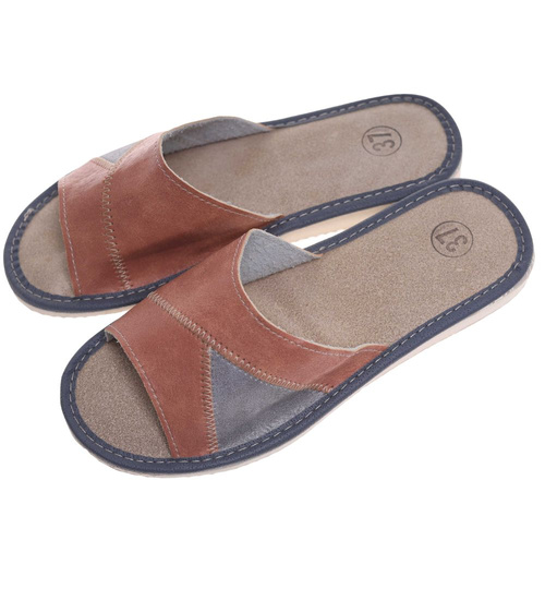 Szaro brązowe klapki domowe /G13-1 10934 S195/