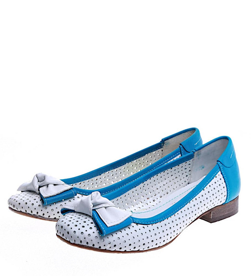 Skórzane baleriki z kokardą ażurowe /F6-2 SR142/