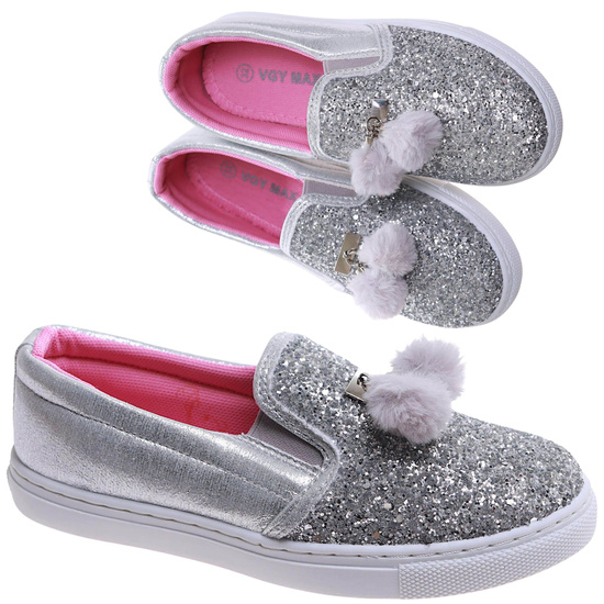  Wsuwane srebrne trampki dla dziewczynki /B3-2 17303 T13-5/