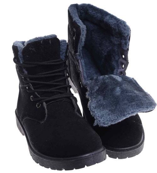 Zimowe męskie trapery ocieplane Czarne /D9-1 10415 T346/