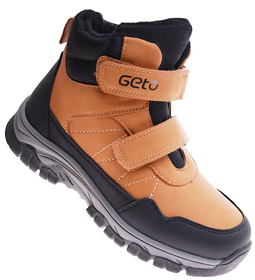 Ocieplane chłopięce buty trekkingowe na rzepy Brązowe /E9-2 17137 T633/