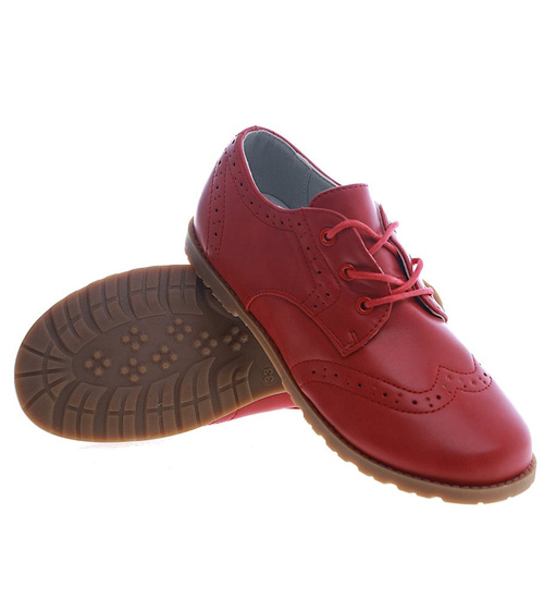 Sznurowane bordowe półbuty chłopięce /G12-1 13353 T077/