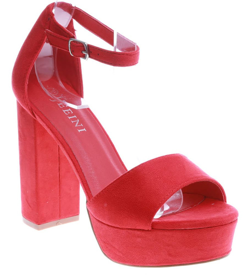 Czerwone sandały na wysokim obcasie /G5-1 14054 S243/