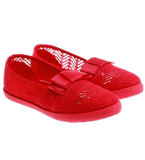 Ażurowe dziewczęce tenisówki Czerwone /B1-2 13656 T8/