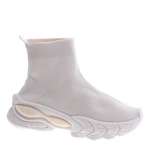 Wsuwane beżowe trampki damskie /D9-3 13310 T291/