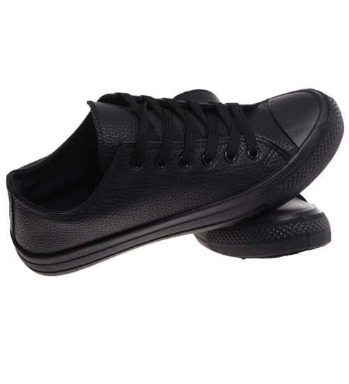 Czarne niskie trampki męskie /B4-2 17984 T232/