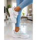 Buty sportowe na rzepy z pastelowymi wstawkami /A7-1 18838 T266/