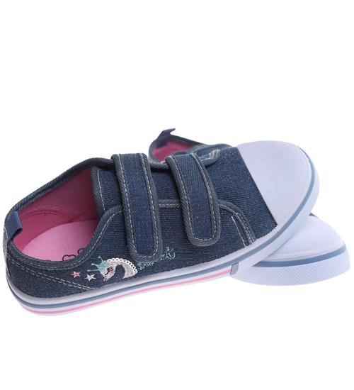 Niebieskie dziewczęce trampki na rzepy /A6-2 18113 200/