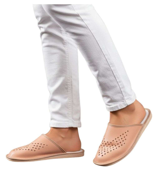 Skórzane męskie klapki domowe kapcie /E6-1 4832 S196/