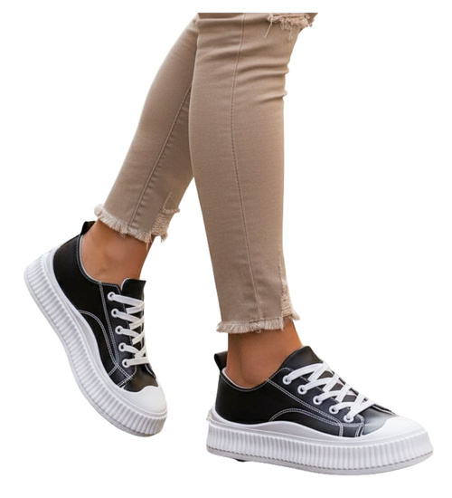 Czarne wiązane trampki creepersy /A5-2 12278 S293/