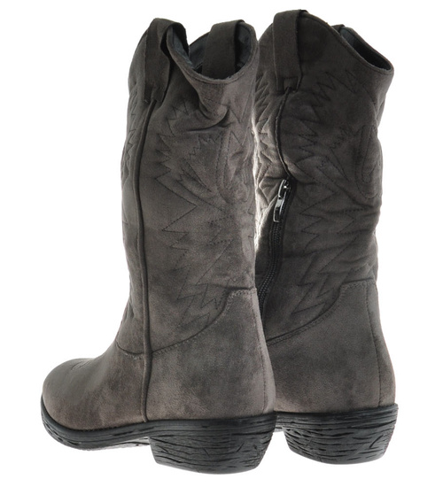 Kowbojki damskie ocieplane Szare /A1-2 10152 T296/