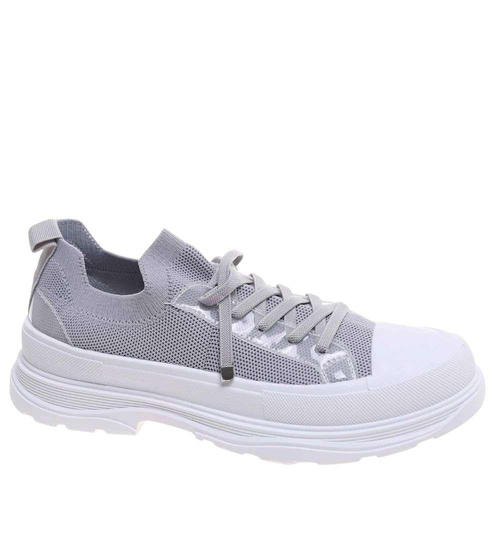 Szare trampki na platformie wsuwane /E10-3 18723 T7/