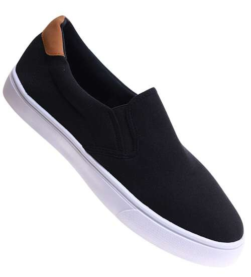 Czarno brązowe męskie trampki slip on /G5-3 17163 T284/