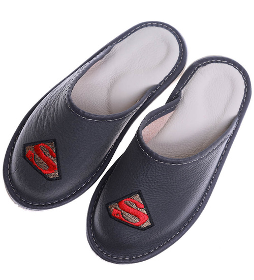 Super kapcie- skórzane klapki z krytymi noskami /F3-1 9118 S182/