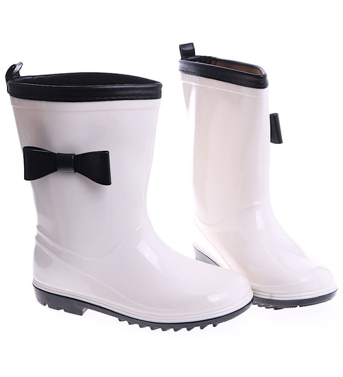 Biało czarne kalosze z kokardką /F10-1 14861 S297/