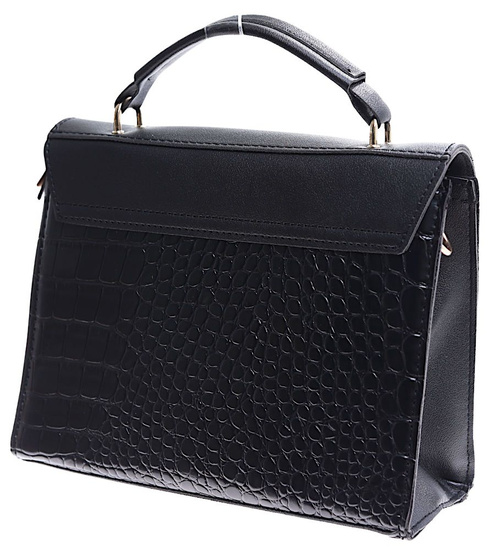 Czarna torebka kuferek z paskiem na ramię /H2 K4 TB617 G199