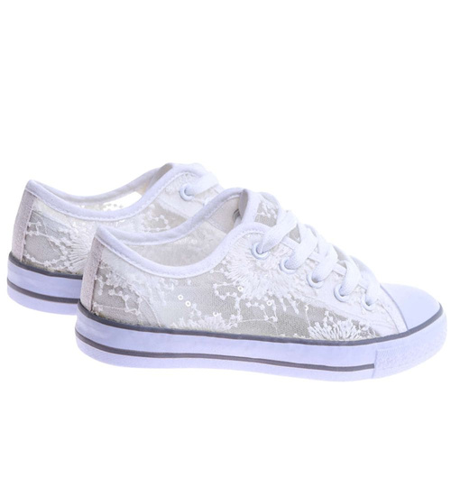 Ażurowe białe trampki dziewczęce /F7-2 17559 T141/