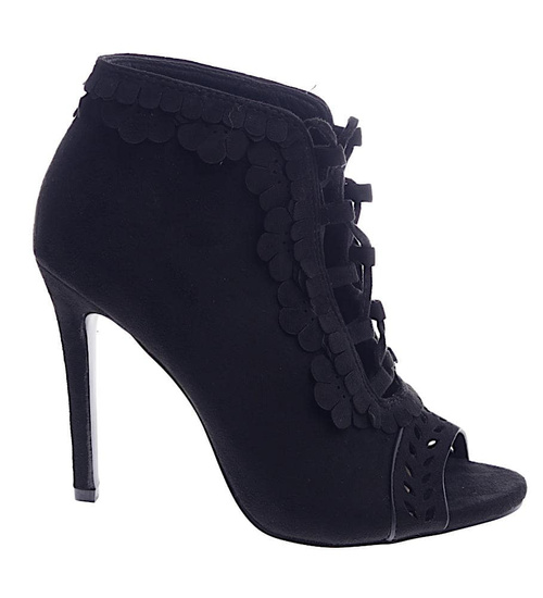 Czarne damskie sandały na szpilce /F3-2 13165 T298/