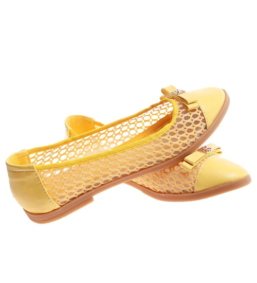 Przewiewne damskie baleriny Żółte /F10-2 10265 S098/