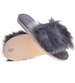 Szare damskie klapki z kudłatym futerkiem Premium /A10-1 11321 S292/
