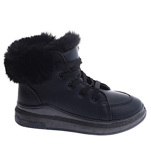 Ocieplane botki jak trampki czarne /A9-2 15027 S394/