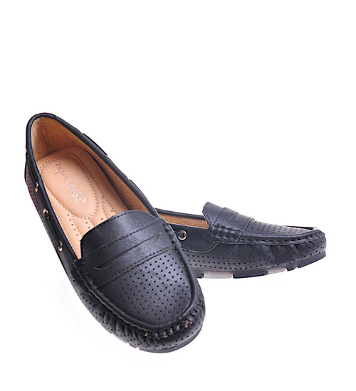 Czarne ażurowe półbuty /F7-2 11758 T390/