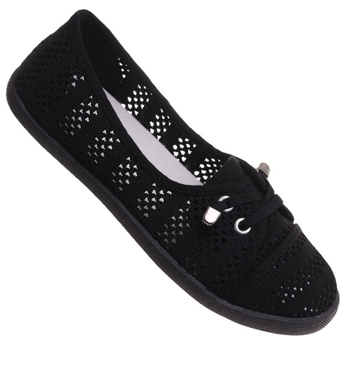 Tenisówki damskie czarne ażurowe /B3-2 17887 T199/