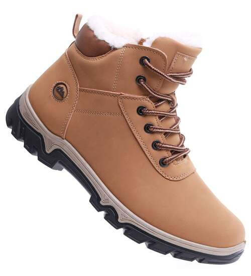 Zimowe camelowe męskie buty trekkingowe /E3-2 15347 T630/ Zimowe camelowe męskie buty trekkingowe /E3-2 15347 T630/