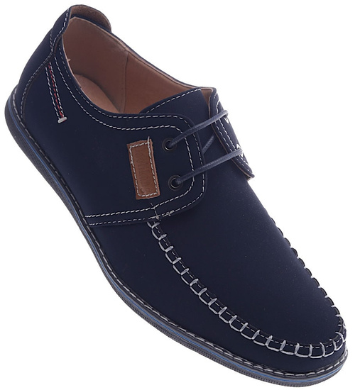 Wiązane męskie półbuty Granatowe /E6-3 13102 T494/