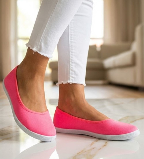 Lekkie tenisówki damskie jak balerinki RÓŻOWE /G12-2 1853 S028/