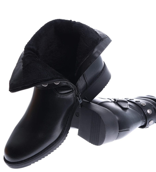 Czarne botki workery na płaskim obcasie /A6-1 15035 T438/